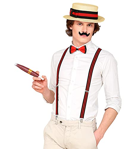 MIMIKRY Juego de 20 gánster para hombre, sombrero, tirantes, pajarita, Schnäuzer puro.