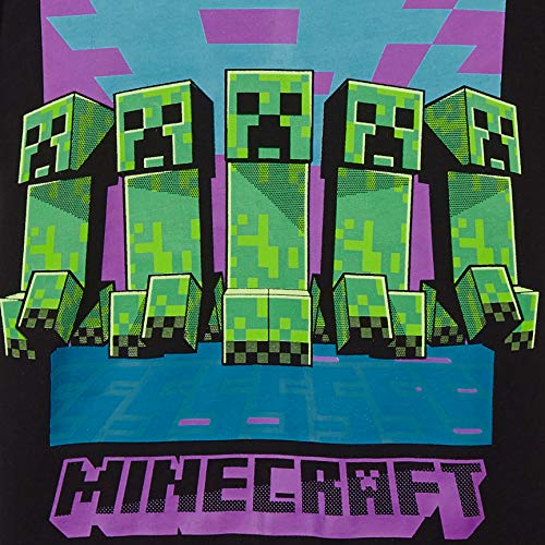 Minecraft Camiseta Niño, Ropa Niño Algodon 100%, Camisetas para Gamers en Negro y Gris, Regalos para Niños y Adolescentes Edad 4-15 Años (11-12 años, Negro)