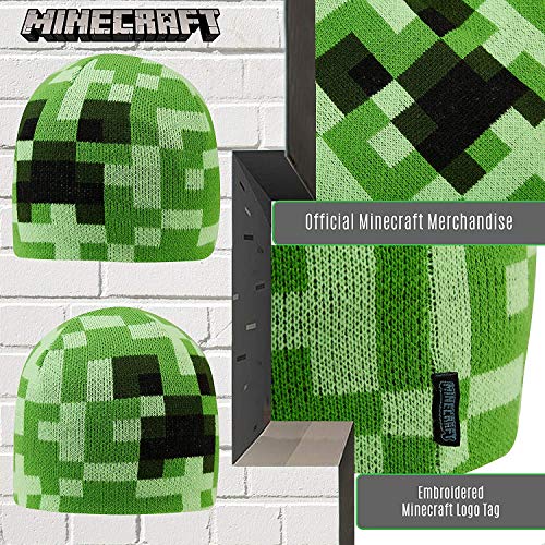 Minecraft Creeper - Gorro de punto para niños, niñas, hombres y mujeres (Verde, S/M)