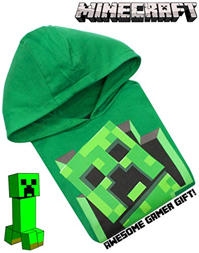 Minecraft Hoodie Boys Creeper Green Jumper Gamer Kids Sudadera con Capucha 13-14 años