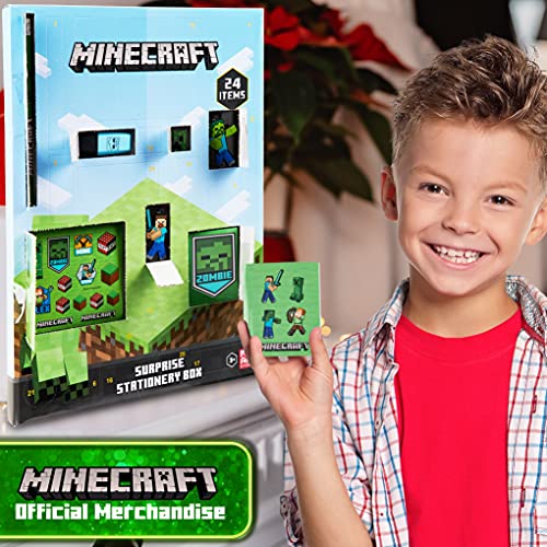 Minecraft Juguetes, Calendario de Adviento 2021, Calendario Adviento para Niños, 24 Sorpresas de Papelería Niños