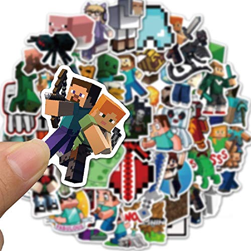 Minecraft - Lote de 50 pegatinas impermeables de vinilo para portátil, parachoques, botellas de agua, ordenador, teléfono móvil, casco, pegatinas para coche y pegatinas de Minecraft