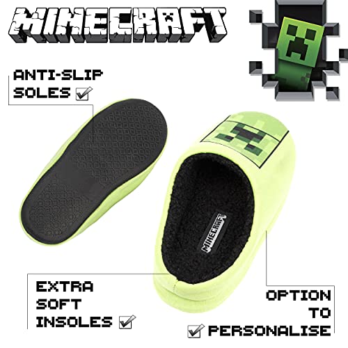 Minecraft - Pantuflas para Niños - Zapatillas de Minecraft para Niños - Pantuflas de Minecraft - Zapatillas del Creeper de Minecraft - Pantuflas para Niños Talla UK 3 / EUR 35 / Edad 10
