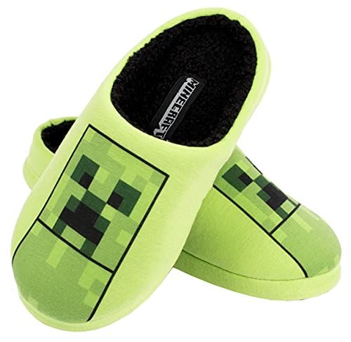 Minecraft - Pantuflas para Niños - Zapatillas de Minecraft para Niños - Pantuflas de Minecraft - Zapatillas del Creeper de Minecraft - Pantuflas para Niños Talla UK 3 / EUR 35 / Edad 10