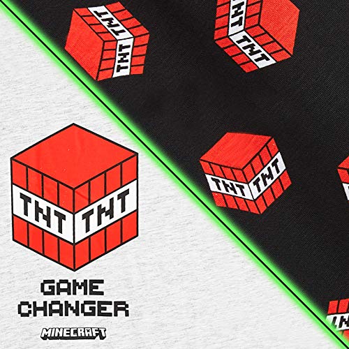 Minecraft Pijama Niño, Ropa para Niño Algodon 100%, Conjunto Dos Piezas con Camiseta Manga Larga y Pantalones, Regalos para Niños y Adolescentes 5-14 Años (9-10 años, Gris)