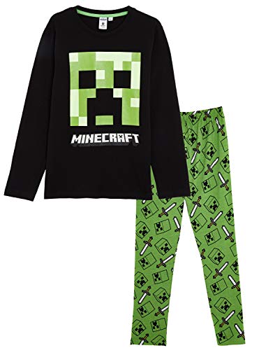 Minecraft Pijama para Niños Invierno con Camiseta Creeper, Ropa de Dormir Niño, Camiseta de Manga Larga y Pantalones, Regalo para Niños (5/6 Años)