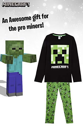 Minecraft Pijama para Niños Invierno con Camiseta Creeper, Ropa de Dormir Niño, Camiseta de Manga Larga y Pantalones, Regalo para Niños (5/6 Años)
