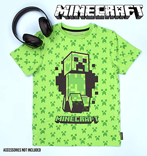 Minecraft - Ropa Camiseta niños - Ropa Gamer para niños - Camiseta de Creeper - Regalos Regalos para niños - Verde - Edad 11/12