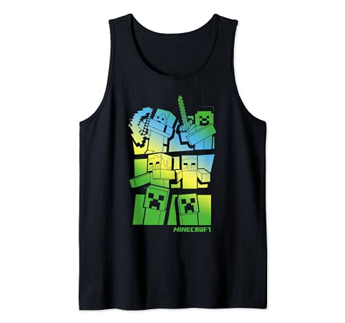 Minecraft Story Gradient Blue Green Camiseta sin Mangas