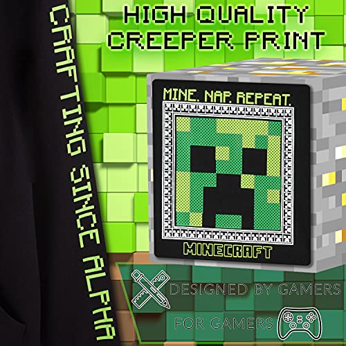 Minecraft Sudadera con Capucha para Niños y Adolescentes, Sudadera Niño 100% Algodón, Regalos para Niños y Adolescentes de 5-14 Años (11-12 años, Negro)