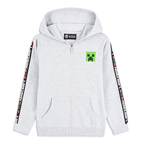 Minecraft Sudadera Niño, Sueter de Manga Larga con Capucha y Cremallera, Ropa Niño Diseño de Creeper, Regalos para Niños Adolescentes Edad 5-14 Años (9-10 años, Gris)