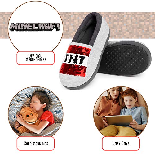 Minecraft Zapatillas Casa Niño, Zapatillas Niño Diseño Lentejuelas Reversible, Pantuflas Niño de Invierno Suela Antideslizante, Regalos Originales Para Niños y Niñas (29, numeric_29)