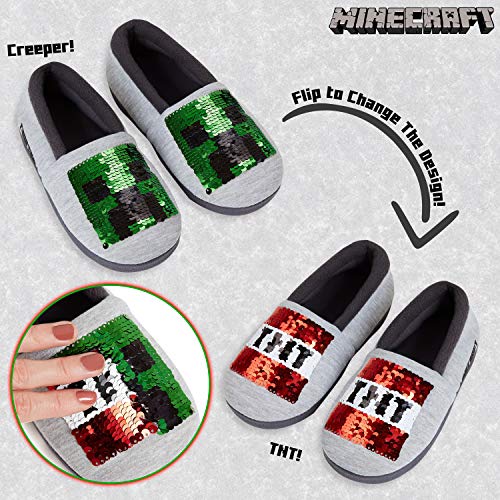 Minecraft Zapatillas Casa Niño, Zapatillas Niño Diseño Lentejuelas Reversible, Pantuflas Niño de Invierno Suela Antideslizante, Regalos Originales Para Niños y Niñas (29, numeric_29)