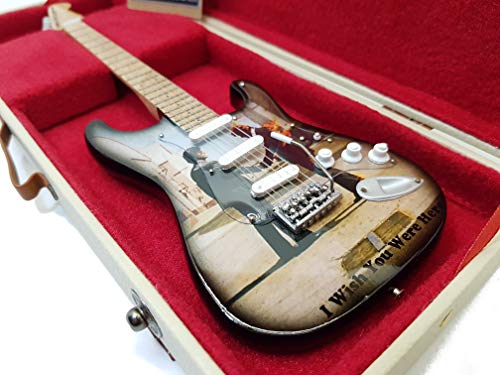 Mini Guitar Pink Floyd Wish You Were Here - Álbum de tribute Model + caja de miniaturas en escala 1:4 para guitarra miniatura con funda de colección gadget Rock memorabilia