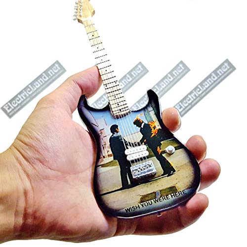 Mini Guitar Pink Floyd Wish You Were Here - Álbum de tribute Model + caja de miniaturas en escala 1:4 para guitarra miniatura con funda de colección gadget Rock memorabilia