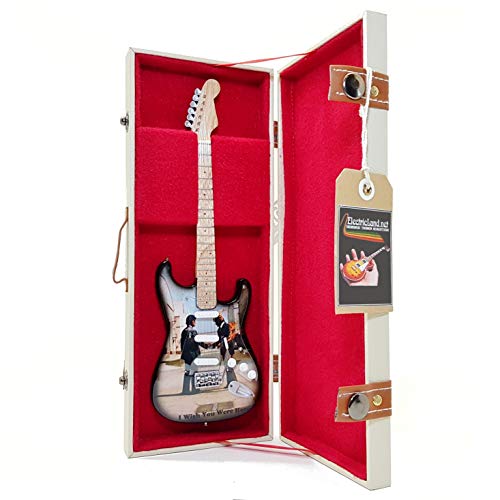 Mini Guitar Pink Floyd Wish You Were Here - Álbum de tribute Model + caja de miniaturas en escala 1:4 para guitarra miniatura con funda de colección gadget Rock memorabilia