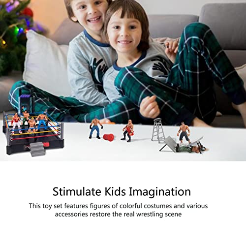 Mini Juego De Figuras De Lucha Libre, Juguetes De Lucha Para Niños, Divertidas Figuras De Acción De Lucha En Miniatura Que Incluyen 2 Anillos Y 12 Figuras De Acción Pequeñas, Regalo De Cumpleaños Y Na