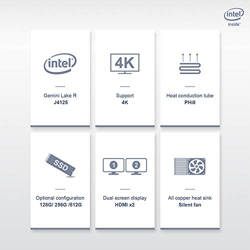 Mini PC Beelink GK55 Intel Processor J4125 Windows 10 Pro,8G LPDDR4/256G SSD High Performance Business Mini Computer,4K UHD,2.4G/5G Dual WiFi,BT4.0,Dual HDMI Ports,Dual Gigabit Ethernet