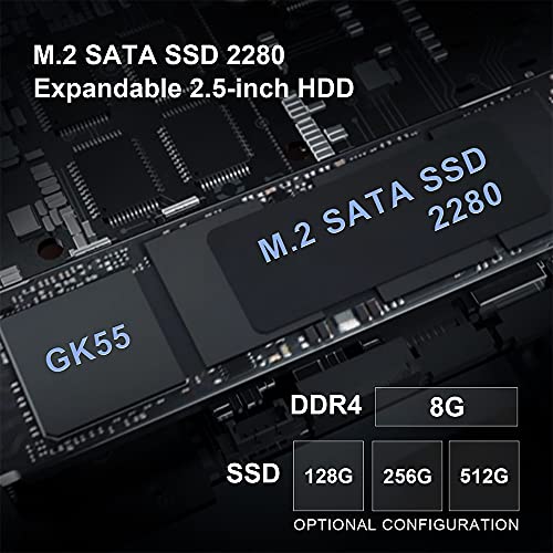 Mini PC Beelink GK55 Intel Processor J4125 Windows 10 Pro,8G LPDDR4/256G SSD High Performance Business Mini Computer,4K UHD,2.4G/5G Dual WiFi,BT4.0,Dual HDMI Ports,Dual Gigabit Ethernet