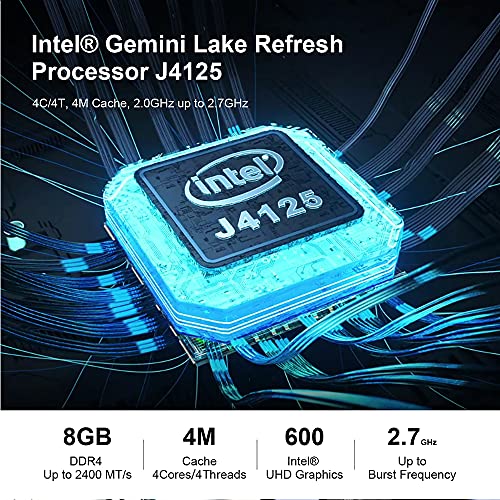 Mini PC Beelink GK55 Intel Processor J4125 Windows 10 Pro,8G LPDDR4/256G SSD High Performance Business Mini Computer,4K UHD,2.4G/5G Dual WiFi,BT4.0,Dual HDMI Ports,Dual Gigabit Ethernet