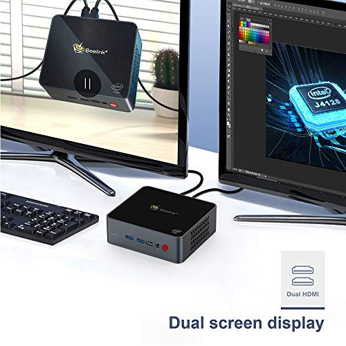 Mini PC Beelink GK55 Intel Processor J4125 Windows 10 Pro,8G LPDDR4/256G SSD High Performance Business Mini Computer,4K UHD,2.4G/5G Dual WiFi,BT4.0,Dual HDMI Ports,Dual Gigabit Ethernet