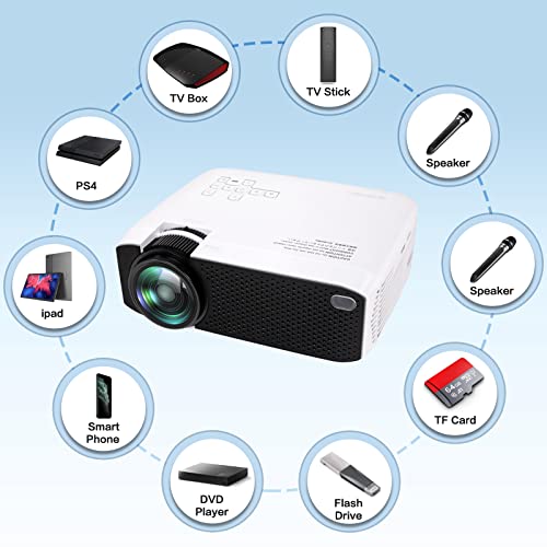 Mini proyector, Pantalla de 180 Pulgadas, proyector de Video LCD LED portátil a Todo Color para niños presentes, Video TV, película, Juego de Fiesta, Entretenimiento al Aire Libre