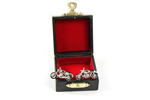 Miniblings Motocicleta Gemelos Botones + Caja del Motorista del motocros de la Bici de Enduro - joyería Gemelos Gemelos Botones de la Camisa de los Hombres de Que la Caja de Madera incluida