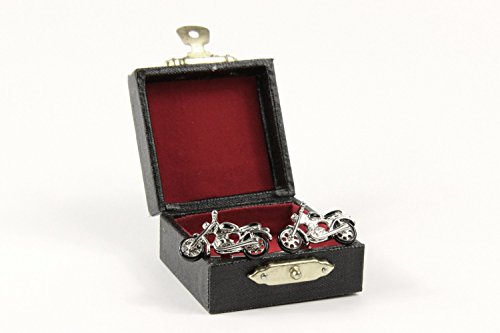 Miniblings Motocicleta Gemelos Botones + Caja del Motorista del motocros de la Bici de Enduro - joyería Gemelos Gemelos Botones de la Camisa de los Hombres de Que la Caja de Madera incluida