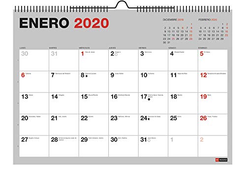 Miquelrius 28033 - Calendario de Pared A3 para escribir Gris 2020 Básico Castellano