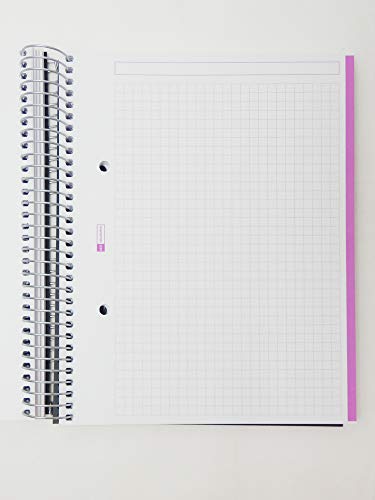 Miquelrius 42007 - Cuaderno A5, 200 hojas (franjas de 8 colores), cuadrícula 5 mm, tapa de polipropileno, color negro