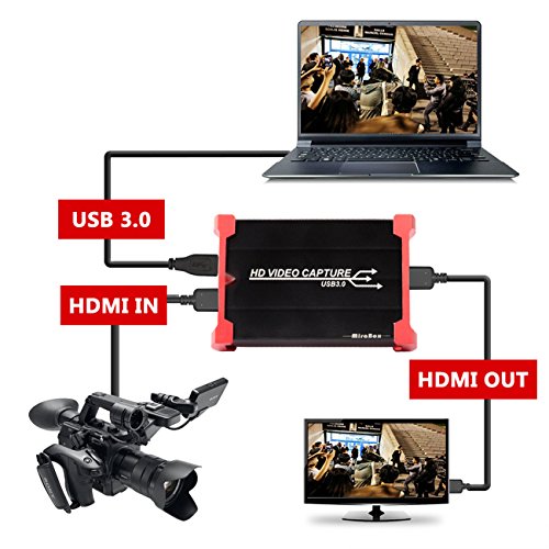MiraBox Game Capture HDMI - USB 3.0 1080P 60FPS HD Dispositivo de transmisión para Playstation 4, Xbox One, Xbox 360 - Compatible con Windows Linux Mac