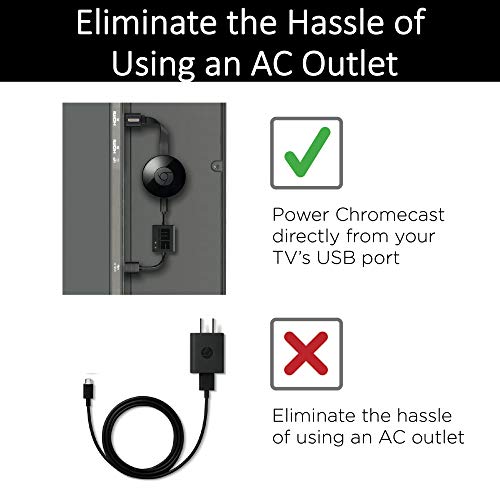 Mission - Cable de alimentación USB para Chromecast y Chromecast Ultra (CHROMECAST NO incluido)