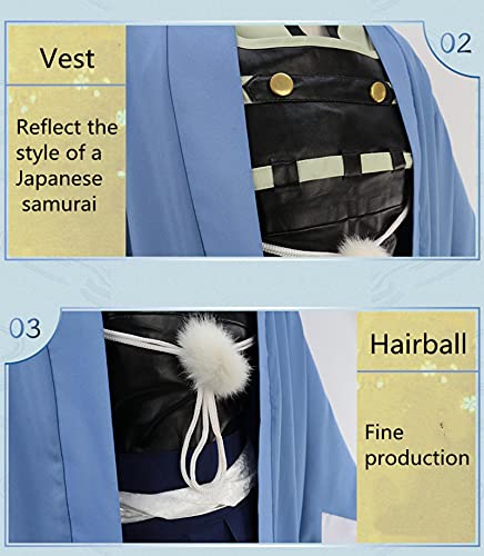 MLYWD Touken Ranbu Online Yamatonokami Yasusada Cosplay Disfraz Anime Daily Casual Kimono Trajes para Anime exposición XL Azul