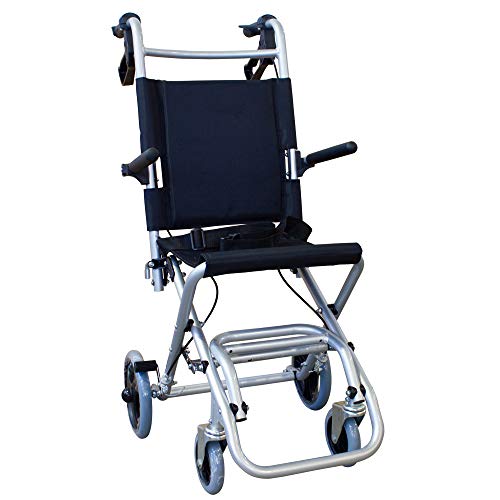 Mobiclinic, Neptuno, Silla de ruedas de tránsito para ancianos y minusválidos, plegable, aluminio, reposapiés y reposabrazos abatibles, asiento, ultraligera, frenos en manetas, negro