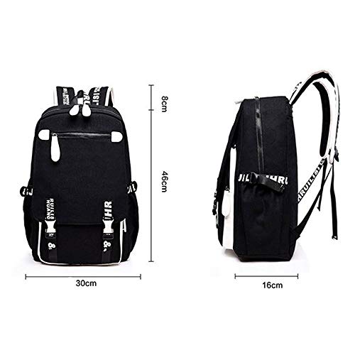 Mochila De Viaje Al Aire Libre, Bolsa De Estudiante con Impresión De Juego Dead by Daylight, Mochila De Lona para Computadora Portátil Universitaria (Gran Espacio, Negro, Luminoso)