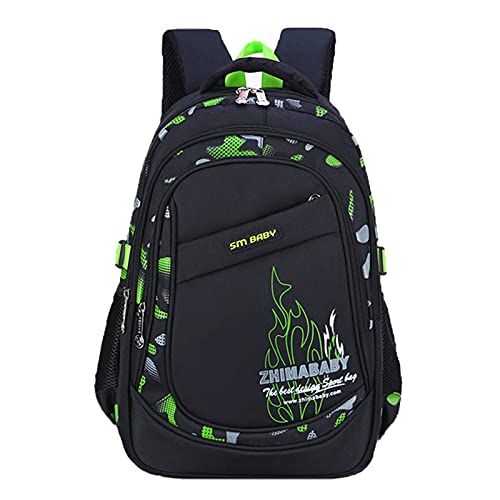 Mochilas Escolares Estampadas para Adolescentes, niños, Mochila Impermeable con múltiples Bolsillos, Mochila Informal, Mochilas Escolares Ligeras para Grados 1-9, 46×32×20 cm (Verde)