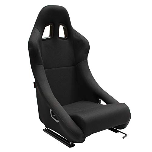 MODAUTO Asiento Deportivo para Coches,Baquets Deportivo de Tela,Adaptable para Coche,Ríeles incluidos,Simulador de Conducción ,Modelo N001L,Negro