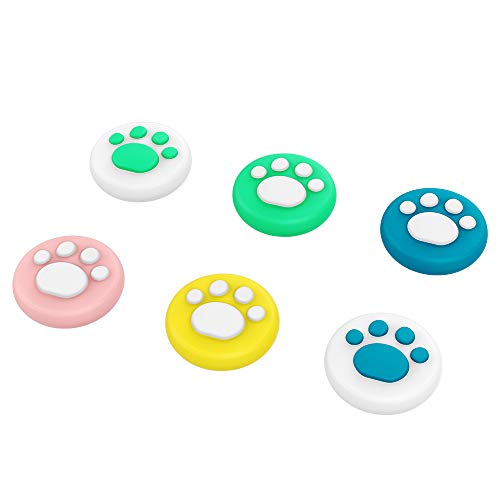 MoKo [6PZS Agarre para el Pulgar Compatibles con Nintendo Switch/Switch Lite, Tapa Analógica de Silicona Suave de Gato Bonito Cute Cat Compatible con Joy-con Controlador - Multicolor