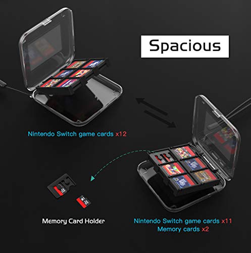 MoKo Caja Protectora Compatible con Tarjeta de Juego de Nintendo Switch, Bolsa PC Concha Dura Portátil con 12 Puestos de Cartucho de Juego, Estuche Transparente para Almacenar Game Cards - Claro