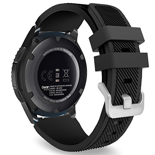 MoKo Correa Compatible con Samsung Galaxy Watch 3 45mm/Galaxy Watch 46mm/Gear S3 Frontier/Classic/Huawei Watch GT2 Pro/GT/GT2 46mm, 22mm Pulsera Deportiva de Silicona de Repuesto - Negro
