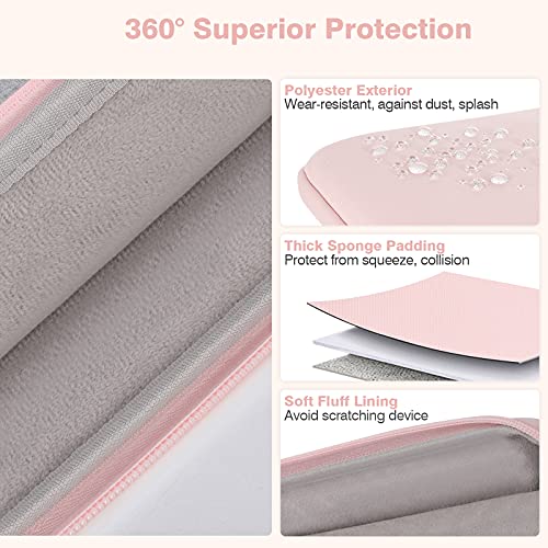 MoKo Funda Ordenador Portátil 13-13.3', Compatible con Surface Pro 8, Macbook Pro M1 Pro/M1 MAX 14.2 2021, Chromebook MacBook Air 13' Retina, Pro 13", iPad Pro 12.9, Chromebook, Maletín con Asa, Rosa