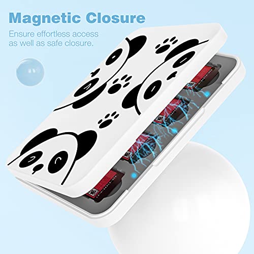 MoKo Funda para Almacenamiento para Switch Juegos Compatible con Nintendo Switch & Switch Lite & Switch OLED, Organizador de 16 Tarjetas de Juego Impermeable Estuche Caja de Tarjeta - Panda Lindo