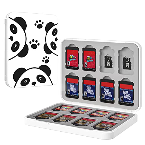 MoKo Funda para Almacenamiento para Switch Juegos Compatible con Nintendo Switch & Switch Lite & Switch OLED, Organizador de 16 Tarjetas de Juego Impermeable Estuche Caja de Tarjeta - Panda Lindo