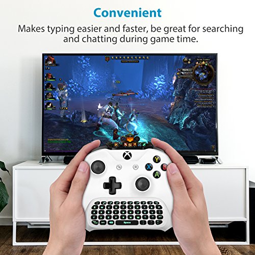 MoKo Xbox One Mini Teclado Retroiluminado Verde, Teclado con Diseño Americano Receptor Inalámbrico 2.4G con Auricular y Conector de Audio para Xbox Series X/Series S/One/One S/One Elite - Blanco