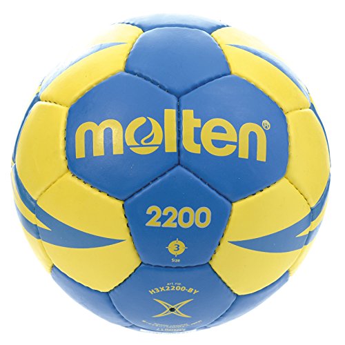 Molten H1X2200 Balón de Balonmano, Bebé-Niños, Amarillo y Azul, Talla 1