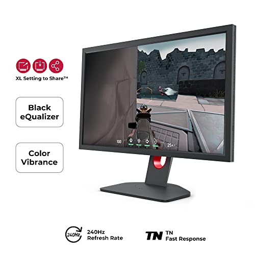 Monitor para juegos BenQ ZOWIE XL2540K de 24.5 pulgadas y 240 Hz, Base más pequeña, Regulación flexible de altura e inclinación, XL Setting to Share, Menú rápido personalizable