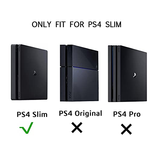 Monzlteck Nuevo soporte de pared para PS4 Slim, cerca o detrás de TV, ahorro de espacio, personalizado para adaptarse perfectamente a PlayStation4 Slim, fácil de instalar