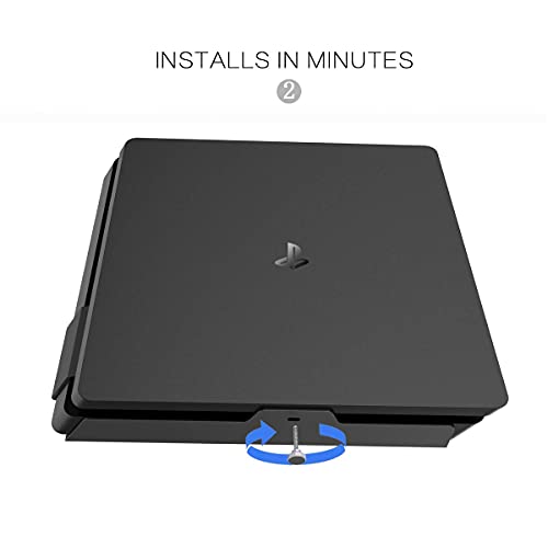 Monzlteck Nuevo soporte de pared para PS4 Slim, cerca o detrás de TV, ahorro de espacio, personalizado para adaptarse perfectamente a PlayStation4 Slim, fácil de instalar