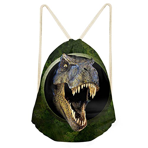 Morbuy Bolsa de Cuerda, Impresión 3D Mochila con cordón Mochila Cuerda Bolsas de Gimnasia Escuela Casual para Unisex Deportes al Aire Libre Viajes Playa Natación Gimnasio (41 * 34cm, Dinosaurio B)