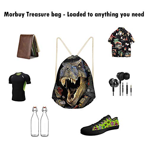 Morbuy Bolsa de Cuerda, Impresión 3D Mochila con cordón Mochila Cuerda Bolsas de Gimnasia Escuela Casual para Unisex Deportes al Aire Libre Viajes Playa Natación Gimnasio (41 * 34cm, Dinosaurio B)